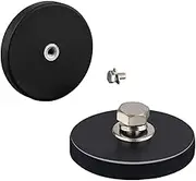 2PC Strong Neodymium Rubber Coated Magnets,D43mm Magnetic Mounts Rare Earth Magnet M4 Female Threaded Hole Magnet for Tractor Mirror Camera Bracket Mount Lights Van Equipements