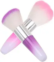 FOYTOKI 2Pcs Nail Art Dust Brush Soft Powder Cleaner for Nails Convenient Manicure Tool Pink Purple for Professional and DIY Use Easy to Carry and Apply