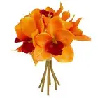 Set of 2 Florescent Orange Artificial Cymbidium Orchid 9-1/2" Floral Bundles