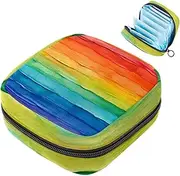 Period Bag,Sanitary Napkin Storage Bag,Abstract Art Colorful Stripe Rainbow,Tampon Bag for Purse