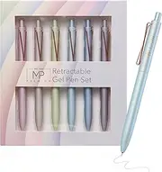 Mr. Pen- Retractable Gel Pens, 6 Pack, Black Ink Gel Pens Fine Point, Metallic Colorful Barrels, Mother's Day Gift