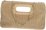 [Healeved] Simulated Grass Weaving Handbag Fashionable Woven Evening Bag Rustic Hand Purse For Women Ladies Shopping Travel Party