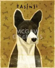 Basenji Black, John W Golden, Art Print Poster 14" x 11" 2413