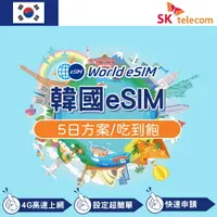 在飛比找樂天市場購物網優惠-【eSIM】韓國上網 SK Telecom電信 5天吃到飽方