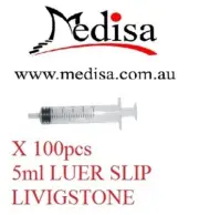 100pcs/box, 5ml Livingstone Syringe, Sterile LUER SLIP Latex Free without needle