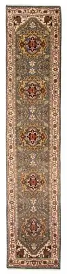 Vintage Hand-knotted Runner Rug 2'6" x 12'1" Traditional Wool Carpet