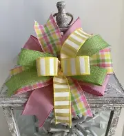 10" Whimsical Easter Wreath Bow, Spring Lantern Bow - Handmade