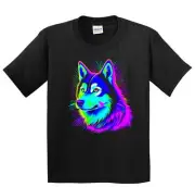 Kids Siberian Husky Psychedelic Dog Art T-Shirt - Siberian Husky Owner Gift