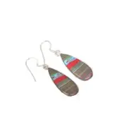 925 Solid Sterling Silver Multi Jasper Hook Earring-1.5 Inch e089