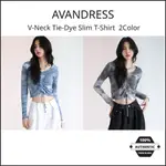 [AVANDRESS] V領紮染長款T恤 2色, V-NECK TIE-DYE LONG T-SHIRT 2 COLOR