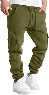 Men's Cargo Sweatpants Casual Drawstring Elastic Waist Slim Fit Cargo Pants Athletic Jogger Workout Pants Pockets