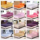 Solid Cotton Fitted Sheet Bedding Set Single/Double/Queen/King Size Pillowcases
