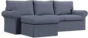[Comfort Works] Custom Ektorp Sofa Cover, Replacement Slipcover Compatible with IKEA Ektorp 2-Seater Sofa with Chaise, Ektorp Sofa Cover with Chaise (Navy Blue)