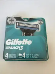 Gillette Mach3 Men's Razor Blade Refill Cartridges Pack of 4 New J14