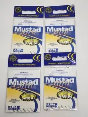 4 Pack Mustad Sabiki Rig Size 6 Hook Natural Red Head Fishing Bait *NEW*