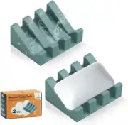 2 Pack Silicone Soap Dish with Self Draining Shower Bathroom Bar Soap Holder