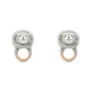 2x The Peanutshell Lion Wood Ring Teether 13cm Baby Teething Animal Toy Grey 0+