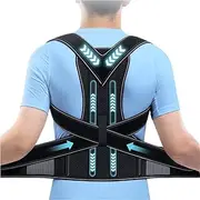 Adjustable Posture Corrector Breathable Back Brace Men Women Shoulder Straightener Lumbar Support Comfort Full Back Support Improve Hunchback And Pain Relief(Black,Medium)