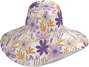 [Yoogain] Bohemian Flowers Lavender and Beige Foldable Hats for Women Fashionable for Gardening Decorative Wide Brimmed hat for Women uv Protection Trendy Gorras para Mujer, Bohemian Flowers Lavender