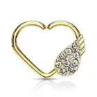 Piercing Ear Cartilage Daith Ring Heart Gold Plated Wing Angel