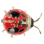 Trinket Box Red Colored Enamel Hand Painted Rings Earrings Jewelry Box