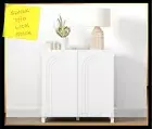 Free Standing Wall Storage Cabinet White Engineered Wood Adjustable Shelf