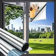 Niviy One Way Window Privacy Film Window Tint for Home See Out Not in Effect Anti UV Heat Control Glass Door Film for Home Office (Silver 35.4" x 78.7")