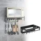 Multifunctional Double Bracket Aluminum Microwave Oven Wall Mount Shelf Holder