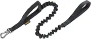 EXCELLENT ELITE SPANKER Military Bungee Dog Leash Elastic Leads Rope with 2 Padded Control Handle for Medium and Small Dogs (Black)