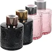 4Pcs Embossed Aroma Bottles Decorative Glass Diffuser Containers for Dried Flowers for Home Aromatherapy Use for Any Room