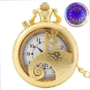 Creative Nightmare Skull Unisex LED Quartz Pocket Watch Necklace Chain Xmas Gift