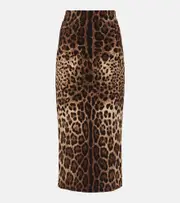 [Dolce & Gabbana] Dolce & Gabbana Leopard-print wool pencil skirt AU 4 multicoloured