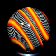 BRYAN TRILLAS GLASS MARBLE/.807"-BLACKLIGHT FIERY ZEBRA w/LOBING-WORLDWIDE FAST