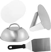 Smashed Burger Kit, 5.9 Inch Patty Stainless Steel Smash Burger Press Kit, Griddle Spatula, 8.9 Inch Cheese Melting Dome, Hamburger Press for Griddle, Griddle Accessories Tools with 50 Wax Discs