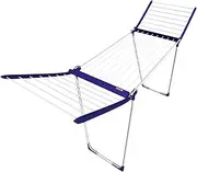 Leifheit 81701 Pegasus Slim Air Dryer, Foldable Drying Rack, Stable Drying Stand with extandable Wings, Sturdy Laundry Drier for Clothes, Towels, Bed Linen (Colour: White, Blue)