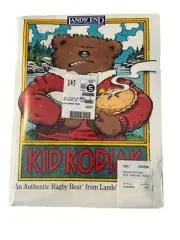 Vintage GUND Kid Kodiak Rugby Bear With Pie 1996 Land's End Plush Toy NIB Sealed