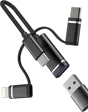 OTG 3.0 Cable Adapter (3-in-1) Lightning USB C Micro USB Male Dongle for Apple for iPhone 16 15 14 13 Pro Max for iPad Compatible with Samsung MacBook Camera Photo Data Stick Socket Connectors Android
