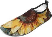 [BTCOWZRV] Water Shoes for Women Men Color Painting Sunflower Water Sports Shoes Slip-on Breathable Lightweight Athletic Aqua Sock
