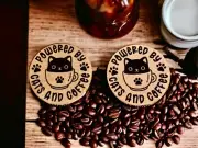 Cat Coasters Set Of 4 Cork Coasters Size of coasters are 4 inches round