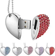 GARRULAX USB Flash Drives, Premium Heart Diamond High Speed USB 2.0 Flash Data Storage Drive Memory Pen Stick Flash Disk Pendrive