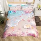 Beach Duvet Cover Set Full Size,Starfish Shell Conch Bedding Set,Romantic