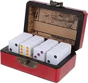 KONTONTY Set Retro Design Playthings Box Desktop Game Prop Festival Entertainment Dominoes Wood Case Style