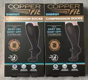 Copper Fit Energy Compression Socks Black Women 7-10 Men 6-9 S/M Unisex 2 PACK