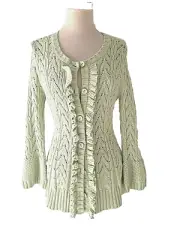 Etcetera Carlisle NWT $195 M Lovely Honeydew Green Ruffle Sweater