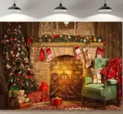 Christmas fireplace Photo Background Xmas Photography Studio Props Backdrop