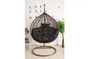 Egg Chair Single Seat - Brown Basket & Black Cushion