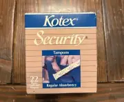 NEW Vintage 1989 Kotex Security Regular Tampons 22 pack SEALED For display prop