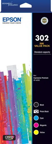 Epson 302 5 colour Ink Pack Claria Premium - XP-6000 XP-6100