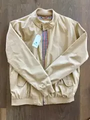 Ben Sherman Signature Harrington Men’s MEDIUM Jacket - Sand Full Zip NEW