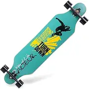 Sports Longboard Skateboard, ABEC-11 Chrome Steel Bearing 41 Inches 7-Layer A-Level Maple Passion Pattern Four-Wheel Skateboard Suitable for Adult Men Women